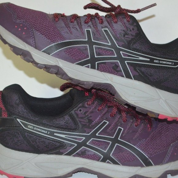 Asics Gel Sonoma 3 Running Shoes Womens Size 9 Sneakers T774N Black/Grey/Purple - Picture 5 of 8